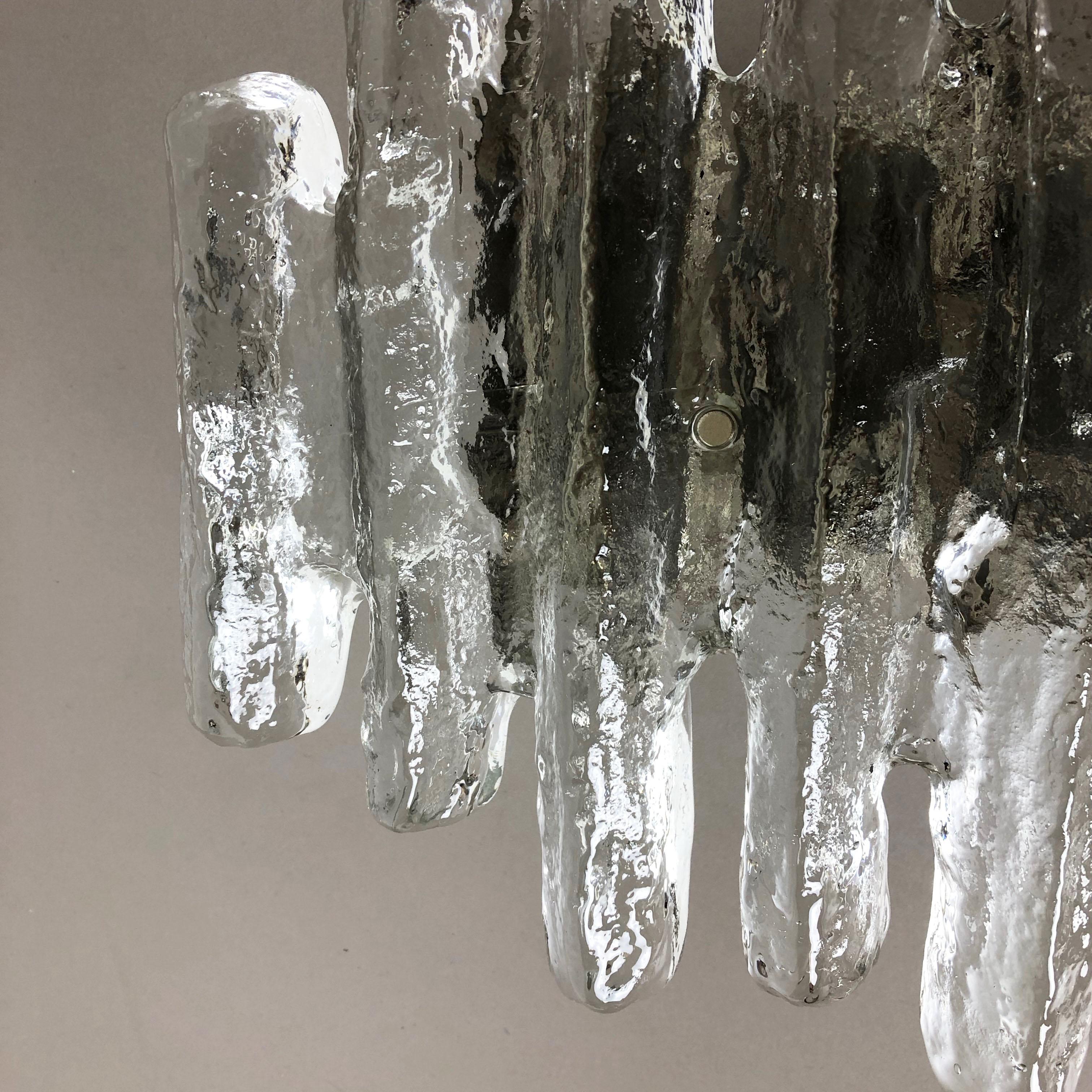 Large Hollywood Regency Ice Glass Wall Light Made by J. T. Kalmar Lights, 1960s 1