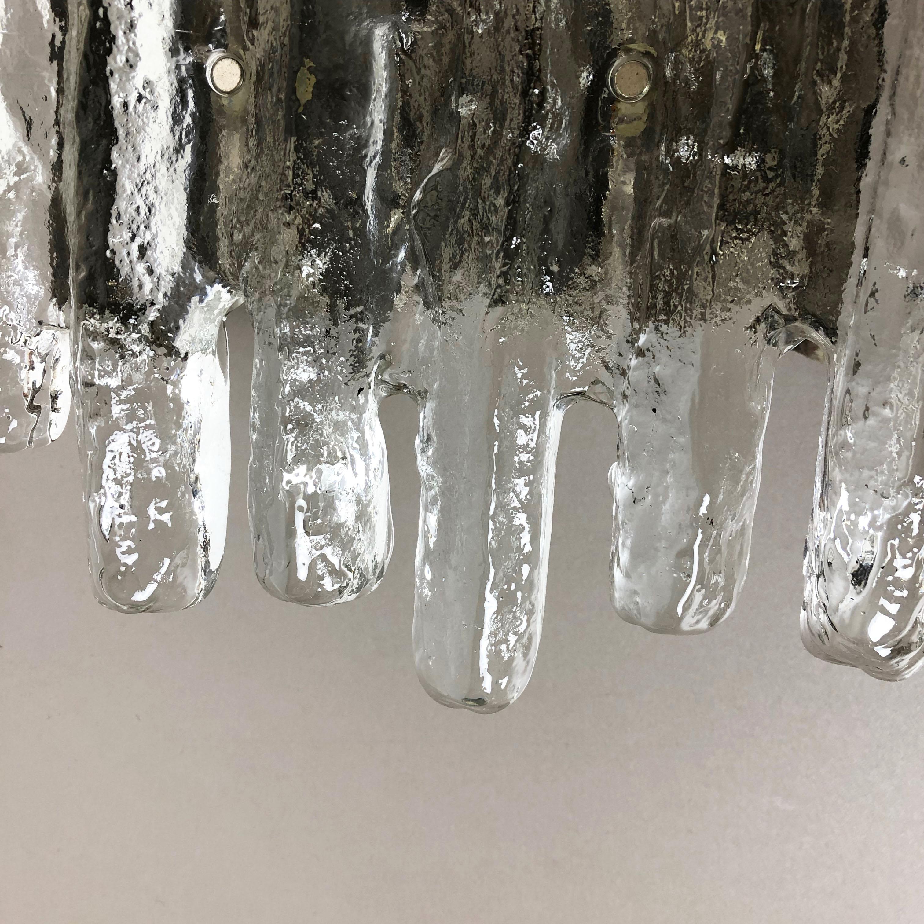 Large Hollywood Regency Ice Glass Wall Light Made by J. T. Kalmar Lights, 1960s 2