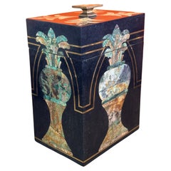 Large Hollywood Regency Inlaid Stone & Brass Box by Maitland Smith