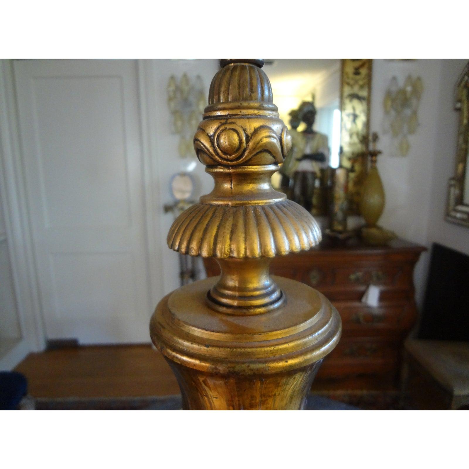Italienische Mid-Century-Lampe aus Goldglas auf Eisensockel im Angebot 2