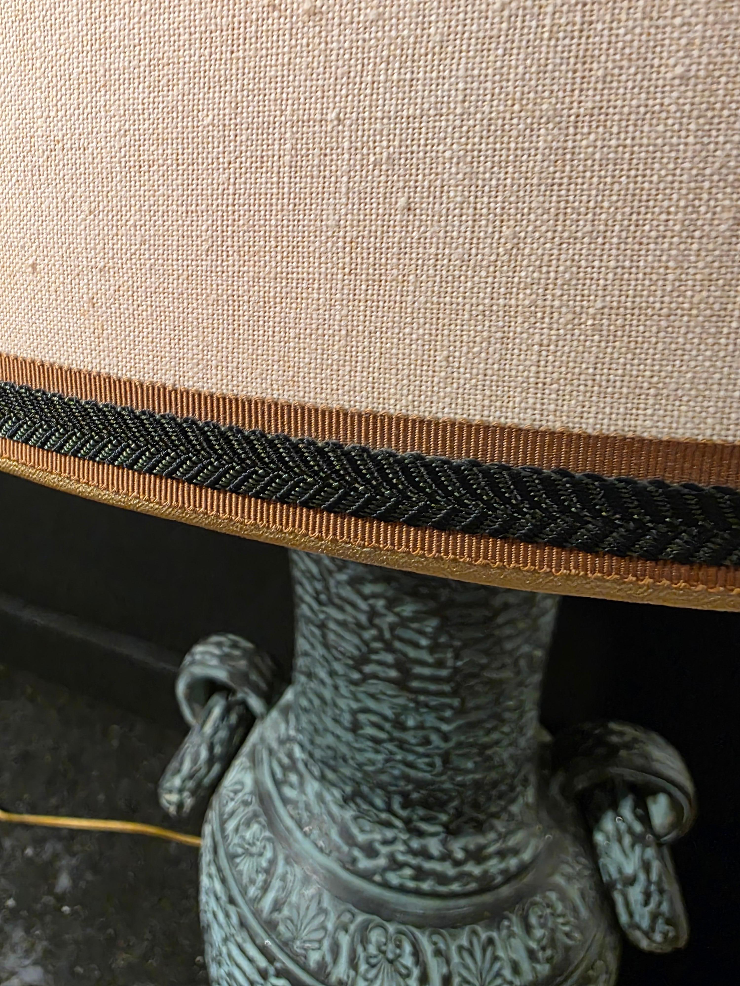 Terracotta Large Hollywood Regency Lamp Circa 1950's For Sale