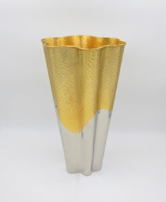 Large L'Objet Dualite Vase in Silver and Gold Metal