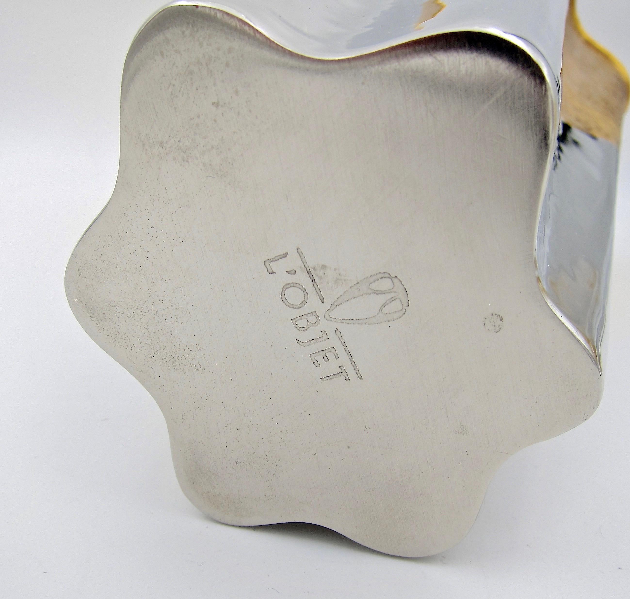 Vaso L'Objet Dualite grande in metallo argentato e dorato 1
