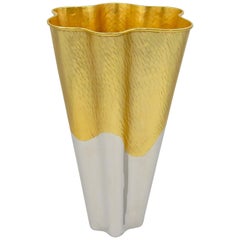 Large L'Objet Dualite Vase in Silver and Gold Metal