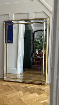 Large Hollywood Regency Multi Bevel Mirror with Gold Frame