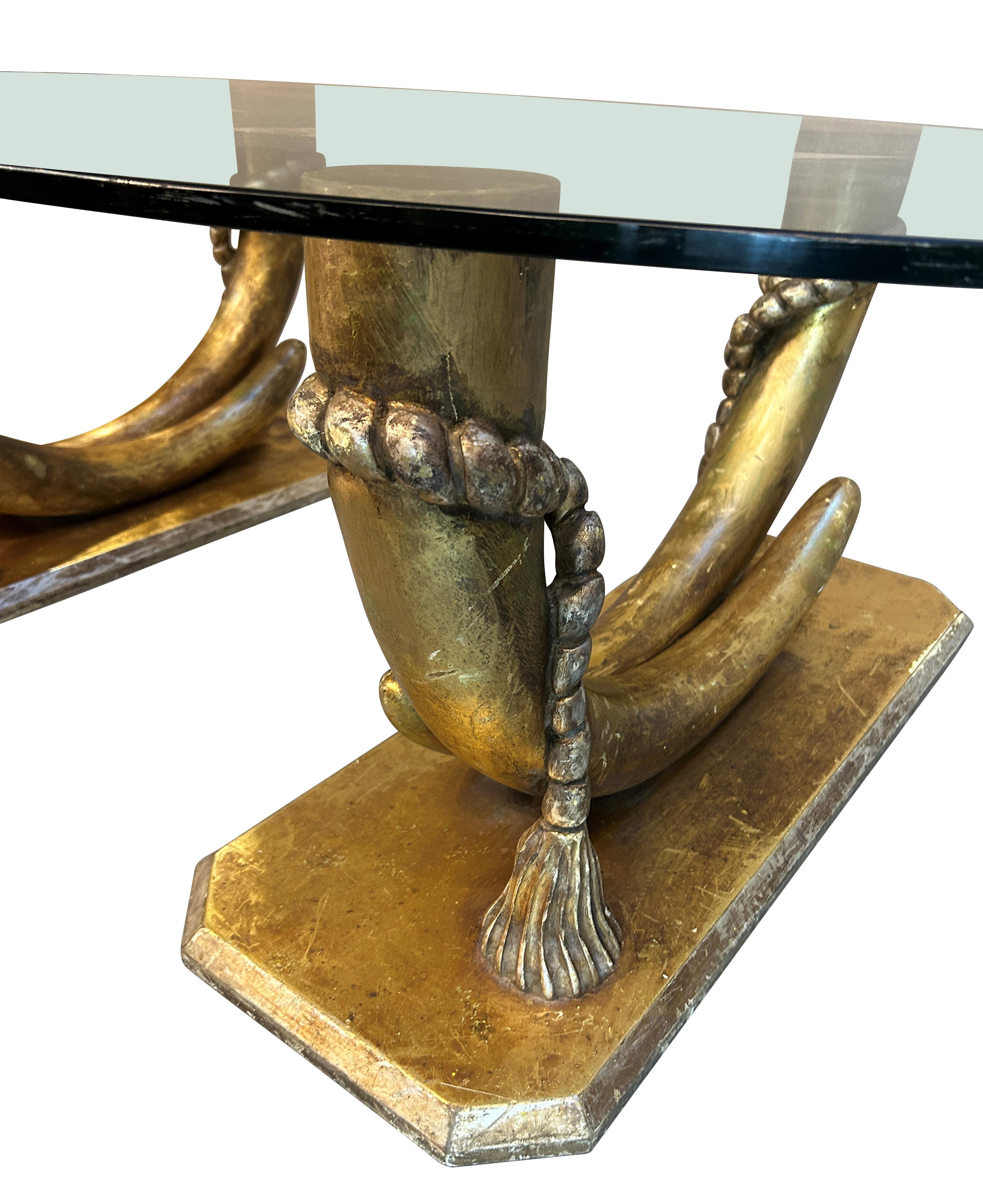 Verre d'art Grande table d'appoint Hollywood Regency en vente