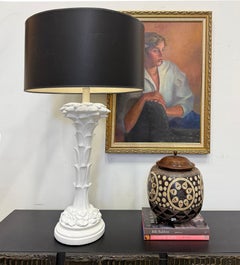 Large Hollywood Regency Palm Fronds Lamp in Serge Roche Style