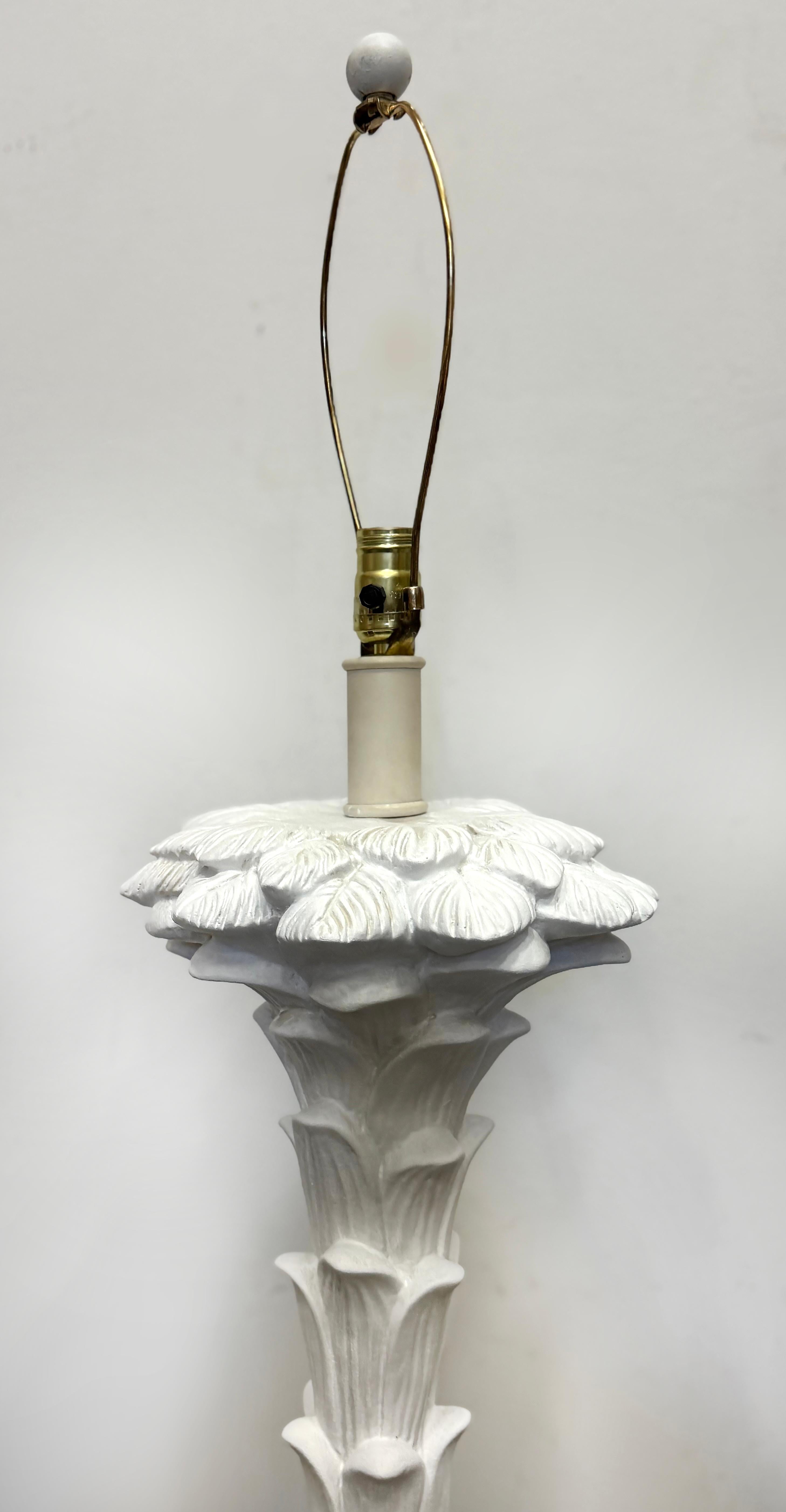 Large Hollywood Regency Palm Fronds Lamp in Serge Roche Style In Good Condition For Sale In Miami, FL