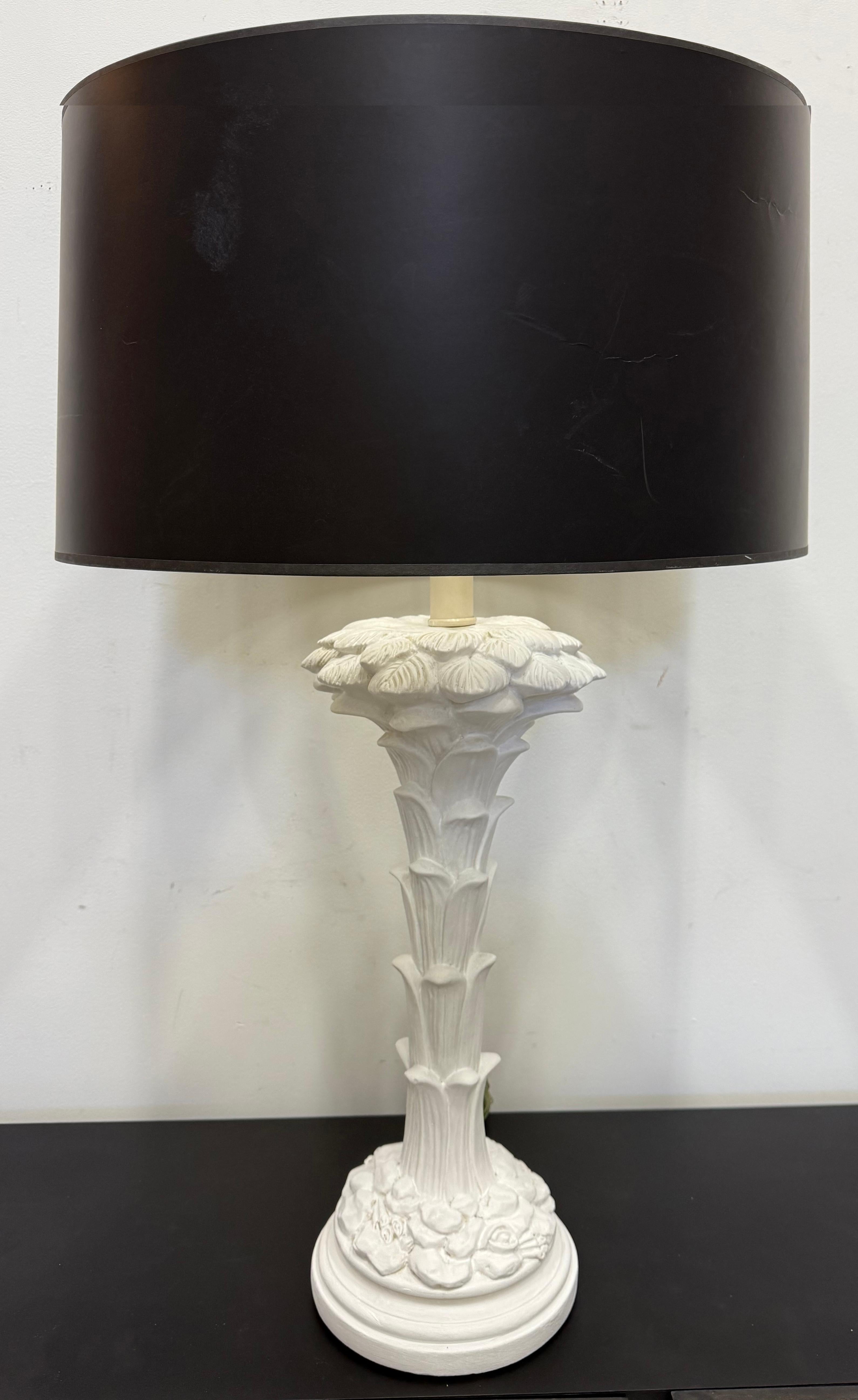 Large Hollywood Regency Palm Fronds Lamp in Serge Roche Style For Sale 2