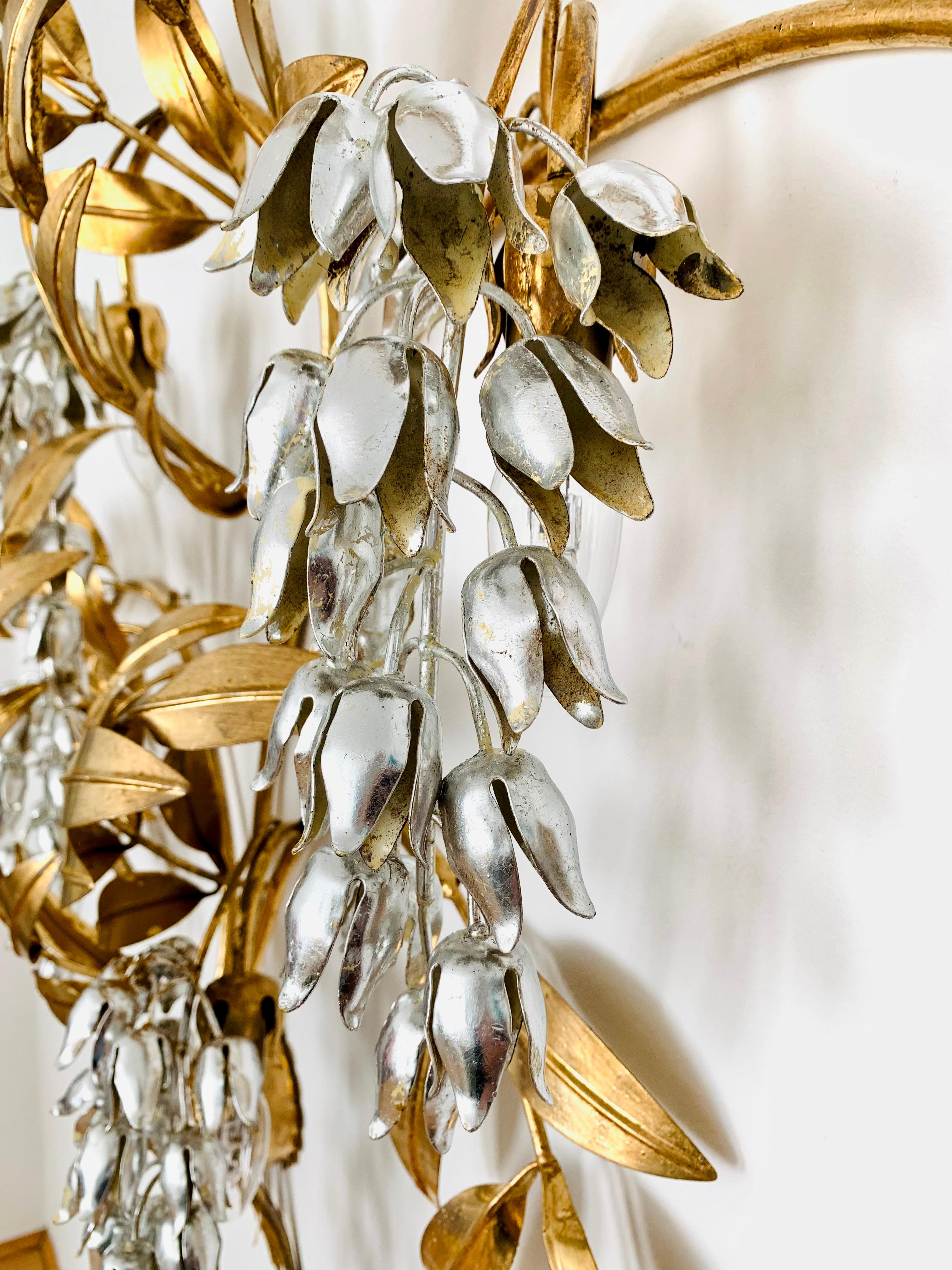 Large Hollywood Regency Palm Leaf Wall Lamp by Hans Kögl For Sale 8