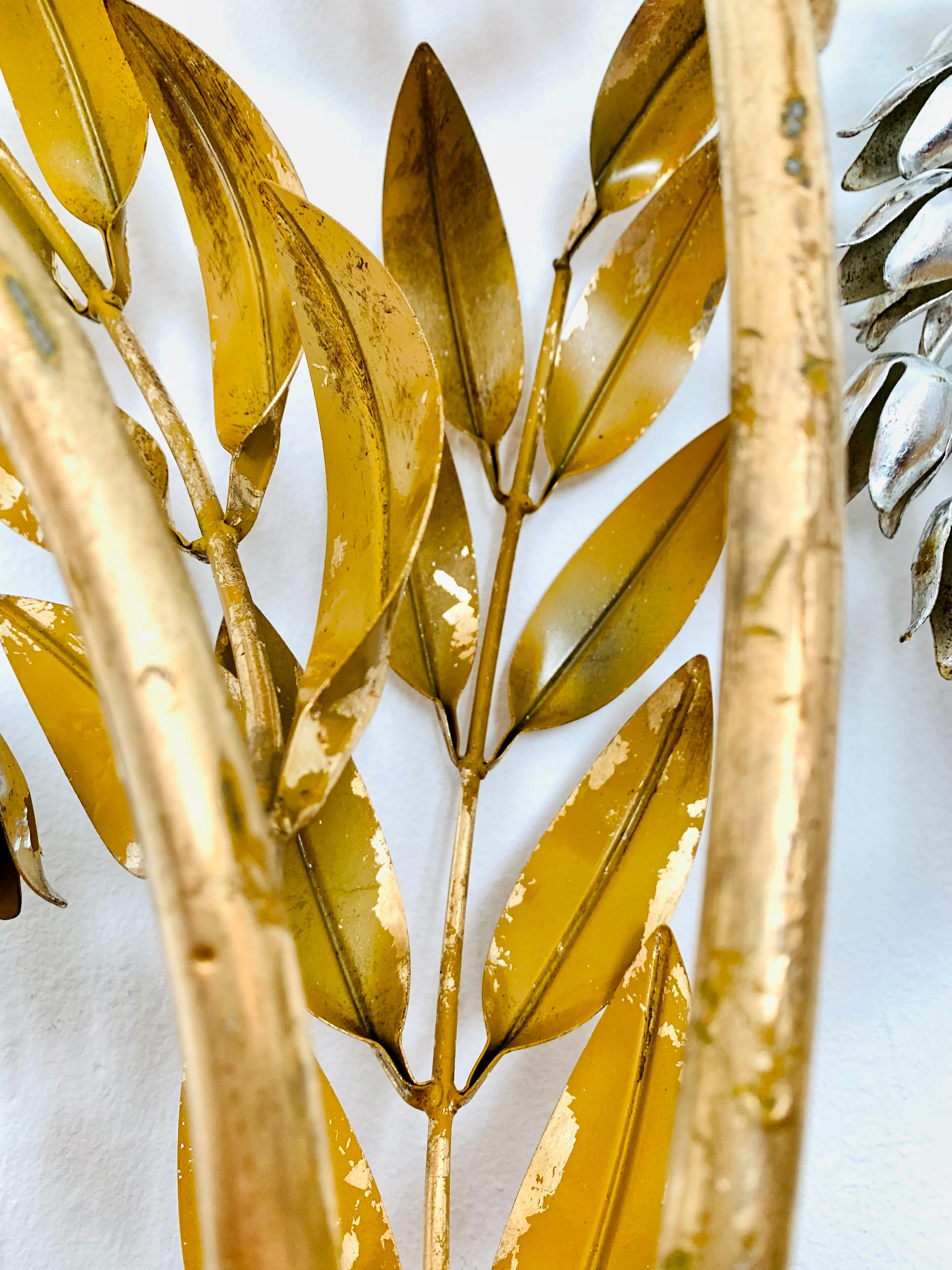 Large Hollywood Regency Palm Leaf Wall Lamp by Hans Kögl For Sale 10