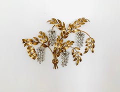 Large Hollywood Regency Palm Leaf Wall Lamp by Hans Kögl