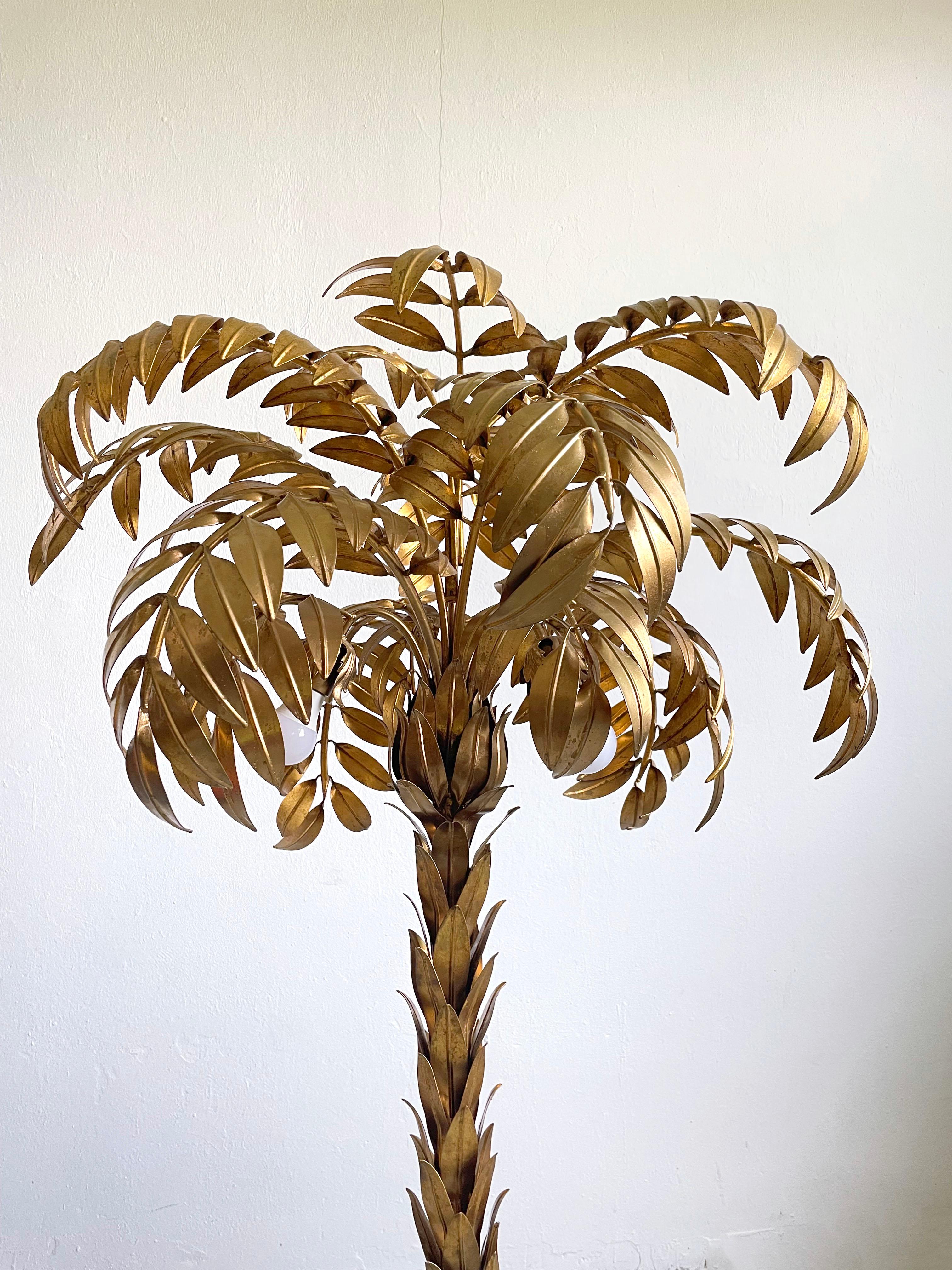 Large Hollywood Regency Palm-Tree Floor Lamp by Hans Kögl, Germany 1970s In Good Condition In Zagreb, HR