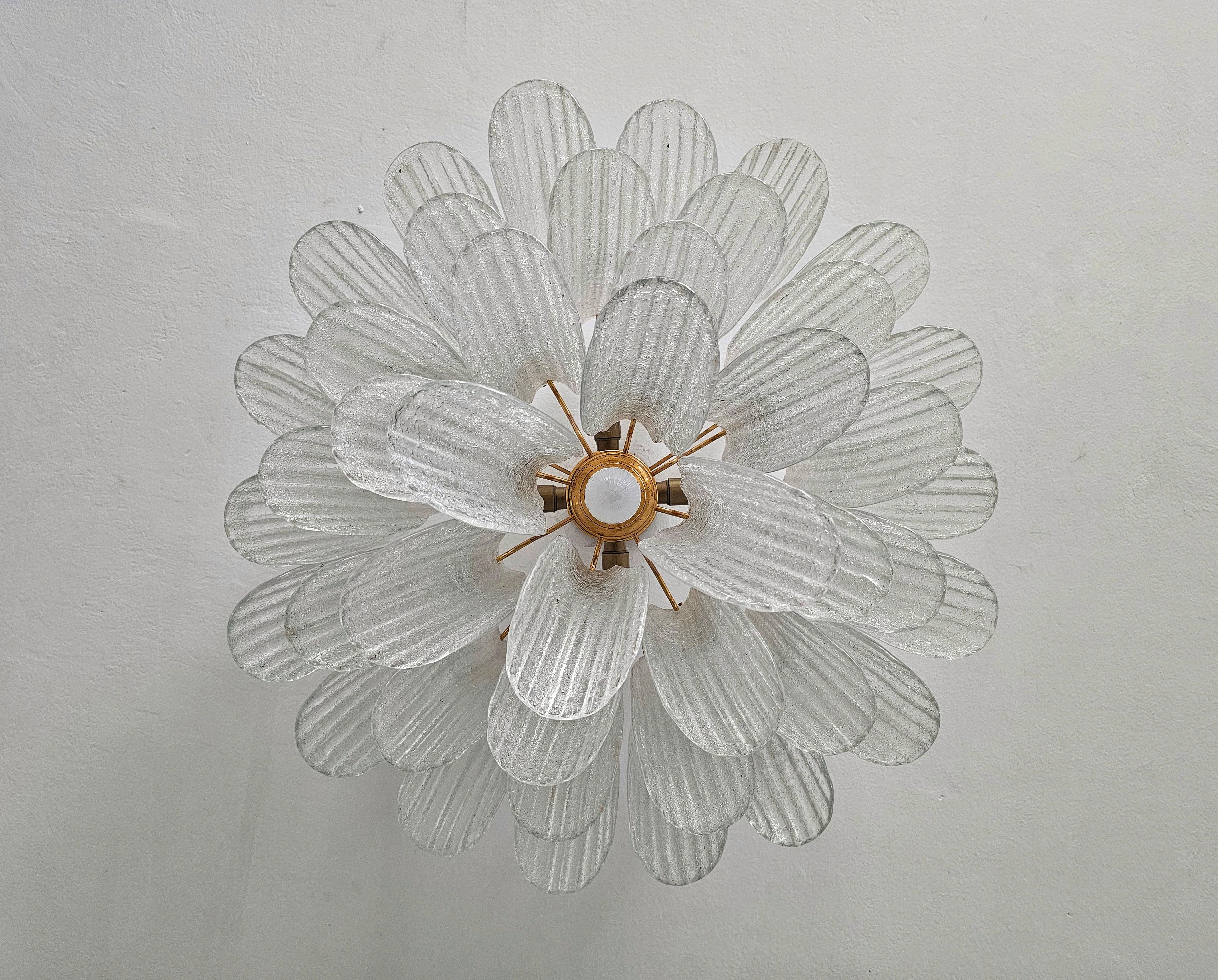 Italian Large Hollywood Regency Petal Chandelier done in Murano Glass, Italy 1960s For Sale