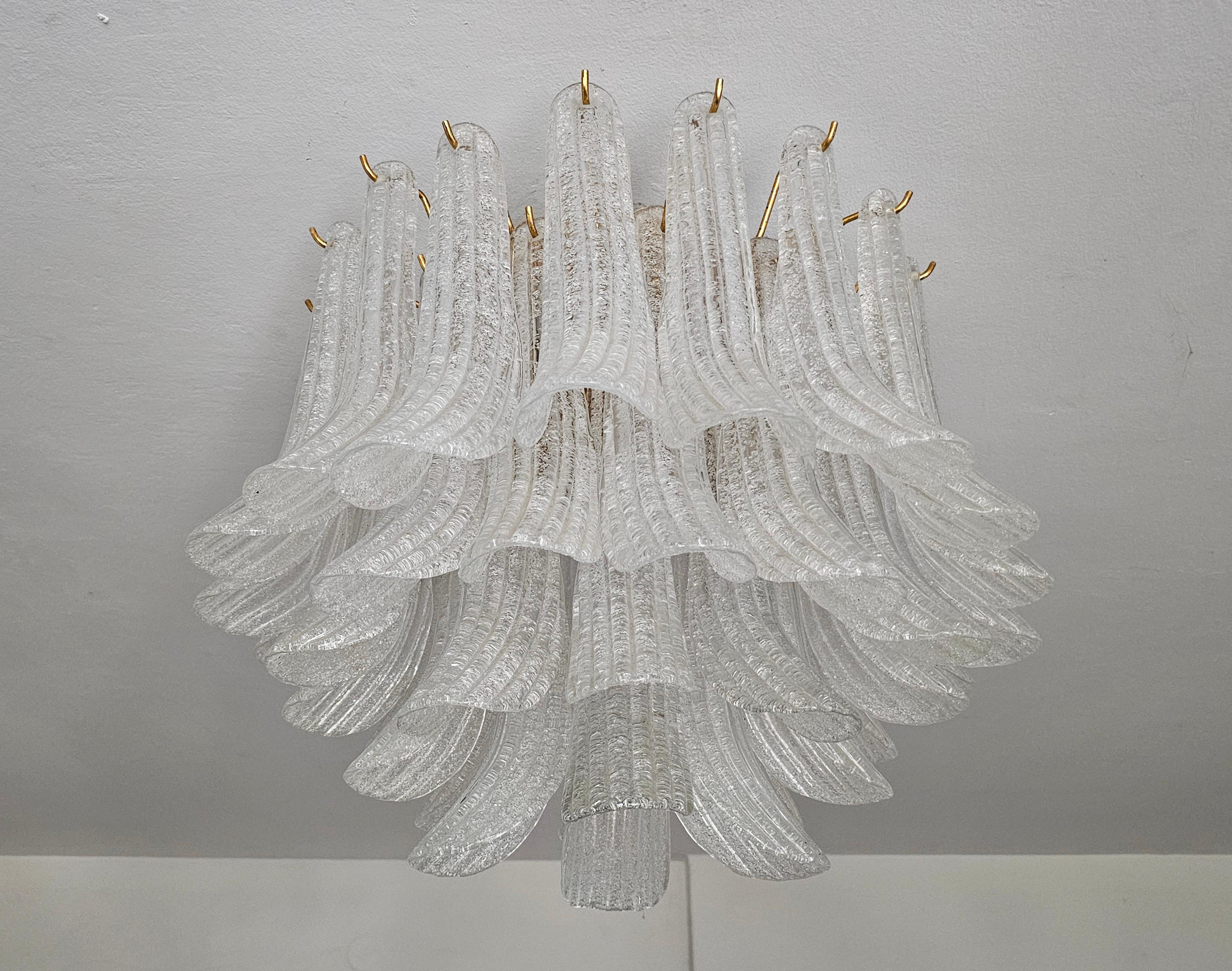 Mid-20th Century Large Hollywood Regency Petal Chandelier done in Murano Glass, Italy 1960s For Sale