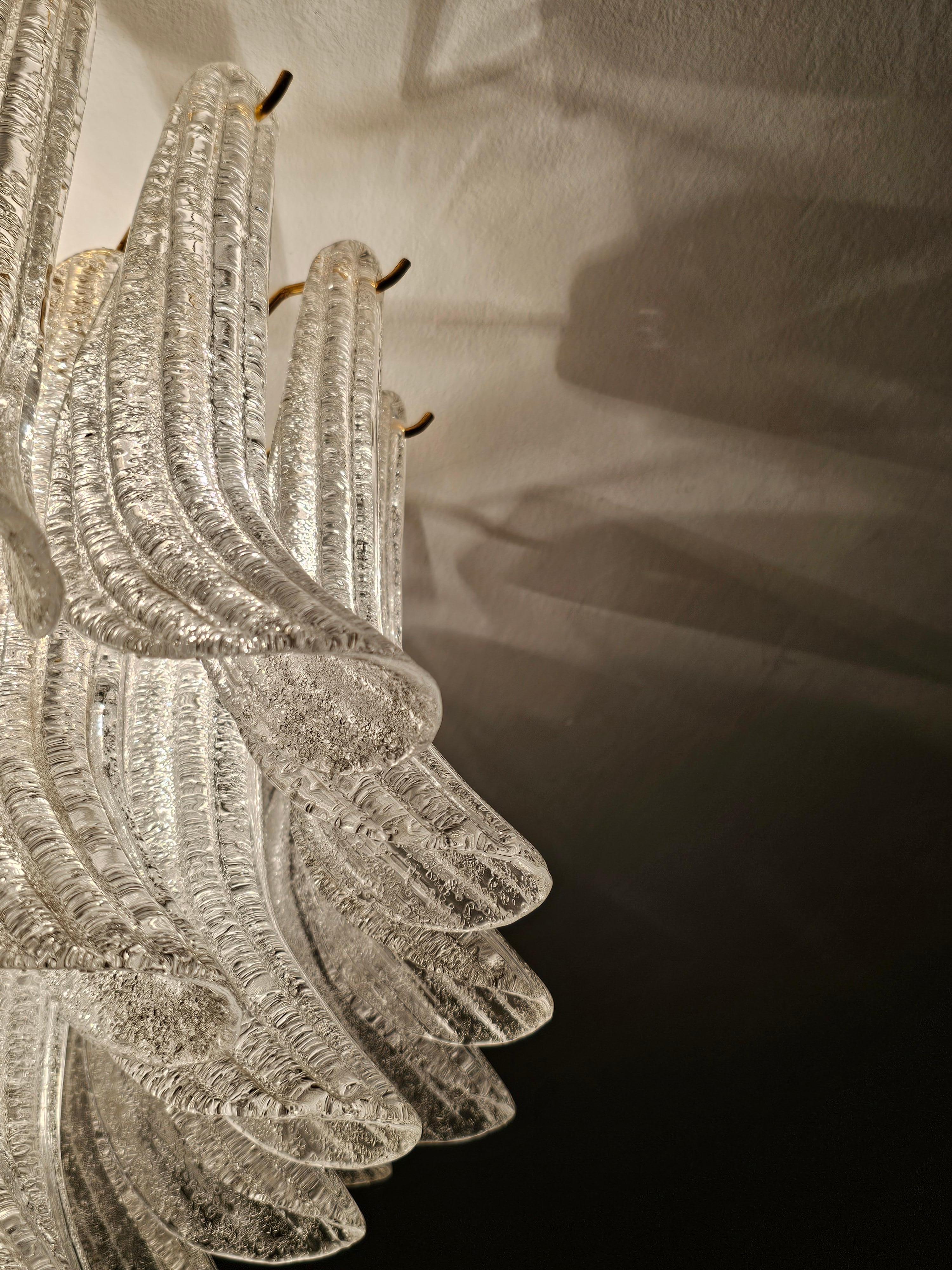 Metal Large Hollywood Regency Petal Chandelier done in Murano Glass, Italy 1960s For Sale