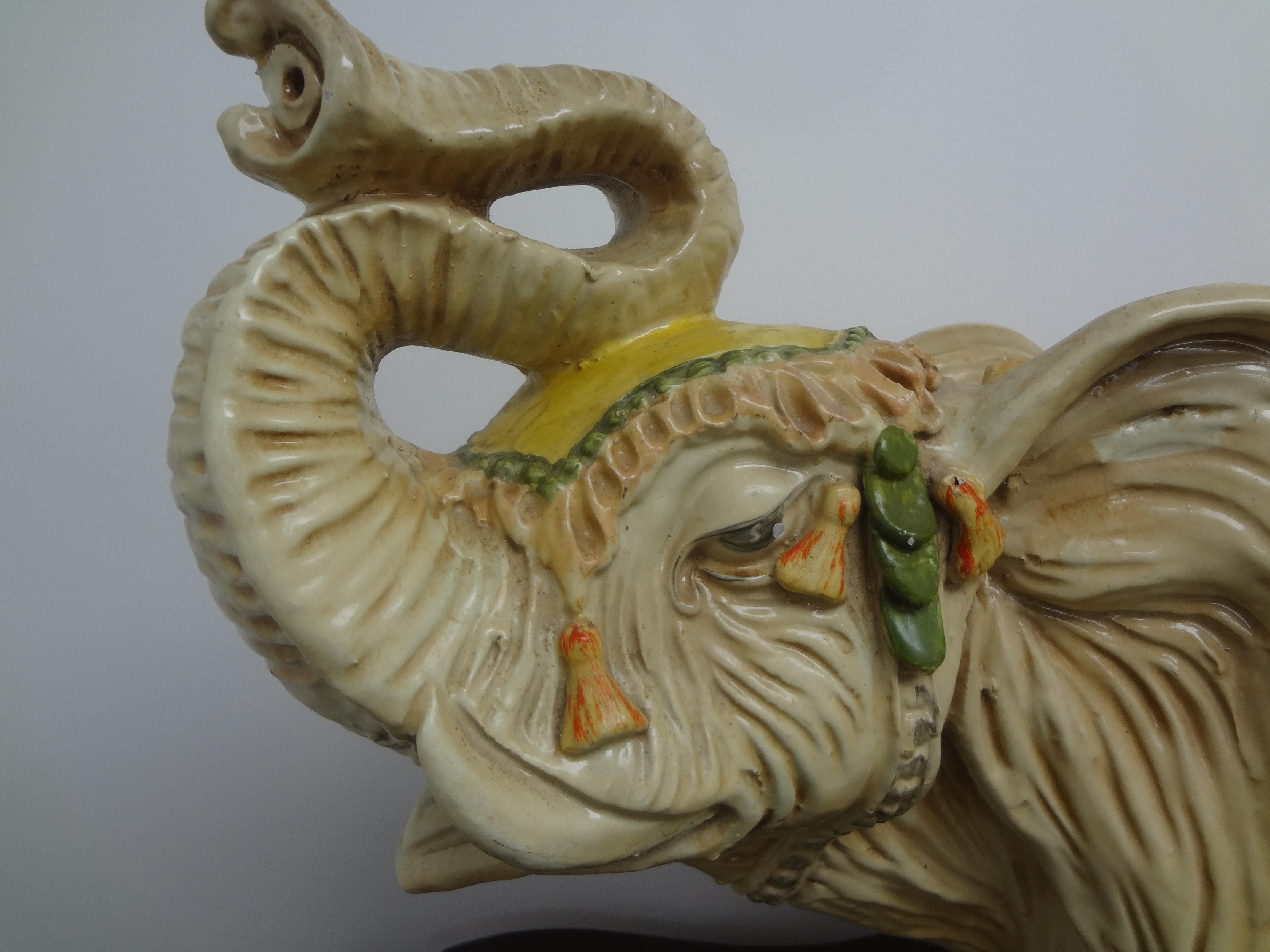 Mid-20th Century Large Hollywood Regency Polychrome Elephant Sculpture For Sale