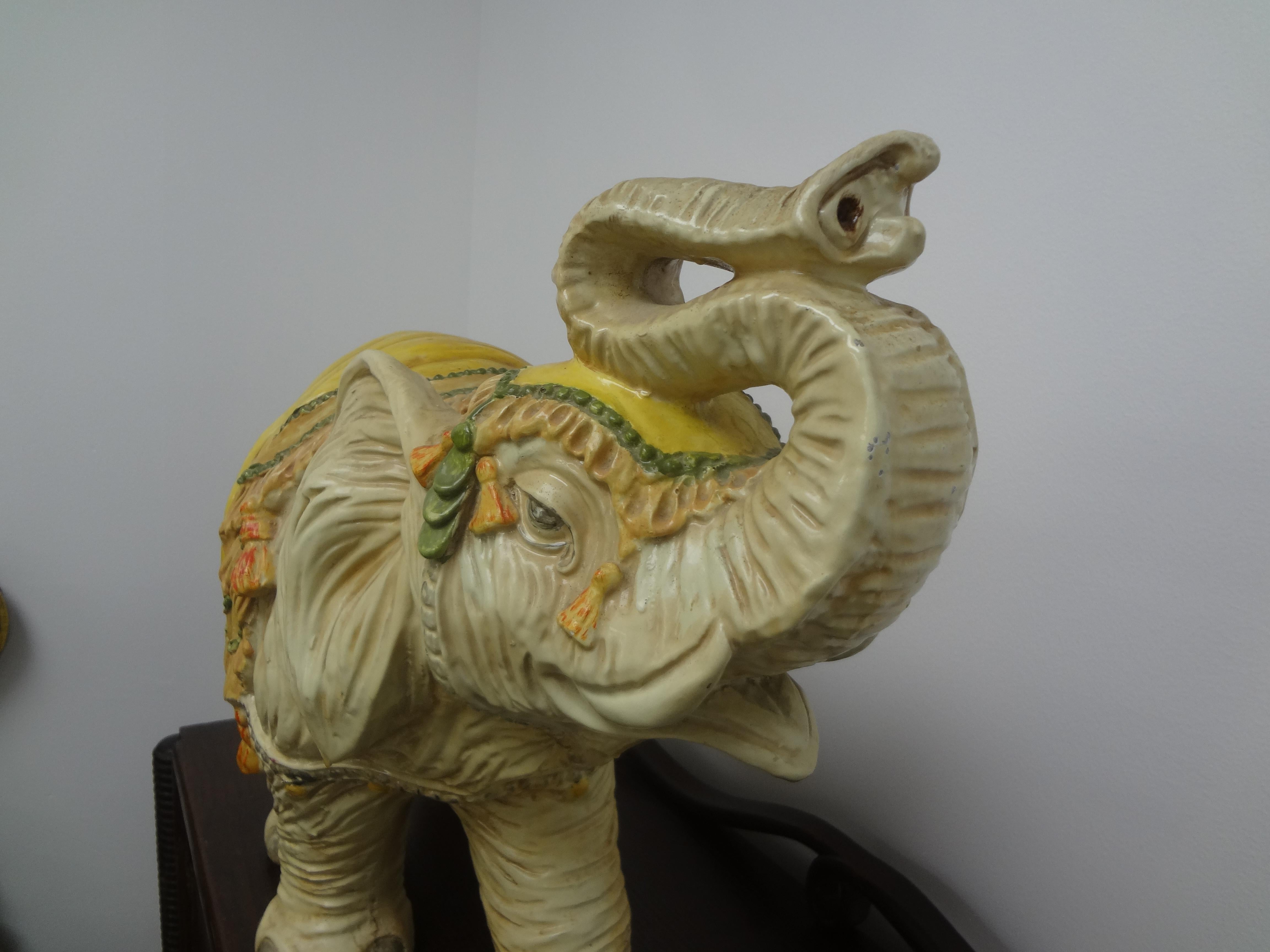 Large Hollywood Regency Polychrome Elephant Sculpture For Sale 4