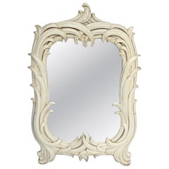 Grande specchio da toeletta in stile Hollywood Regency, modello Serge Roche, con foglia di palma, dal design scultoreo