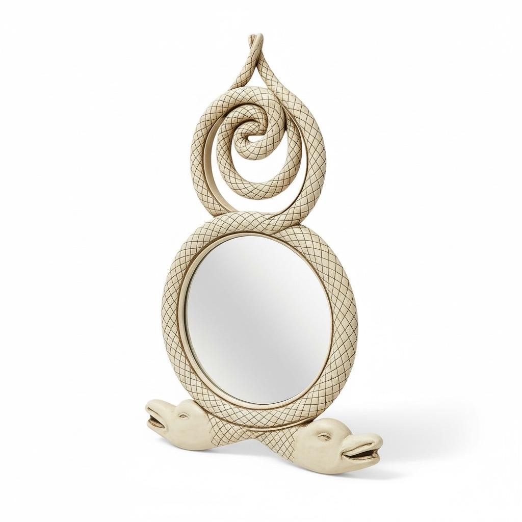 Large Hollywood Regency Style Painted Carved Wood Dolphin Grotto Wall Mirror In Good Condition For Sale In Kennesaw, GA