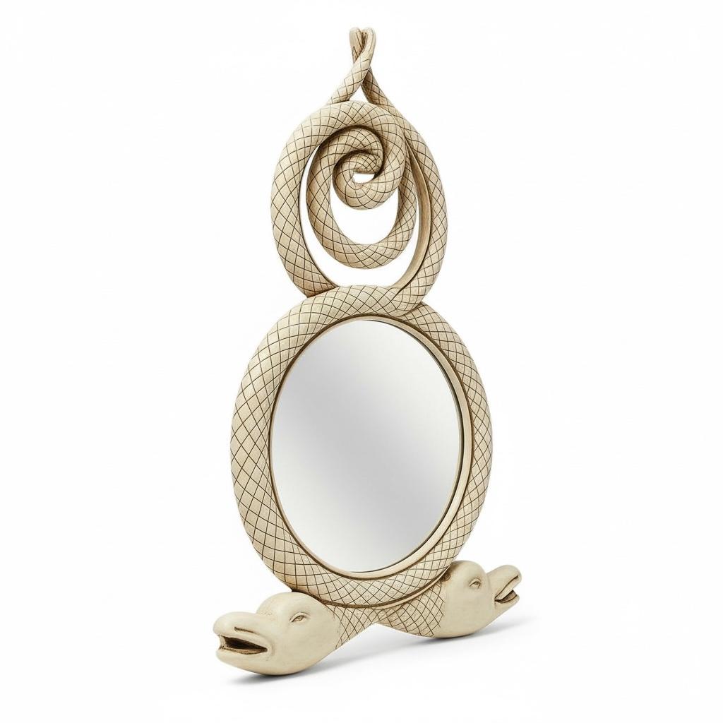 20th Century Large Hollywood Regency Style Painted Carved Wood Dolphin Grotto Wall Mirror For Sale