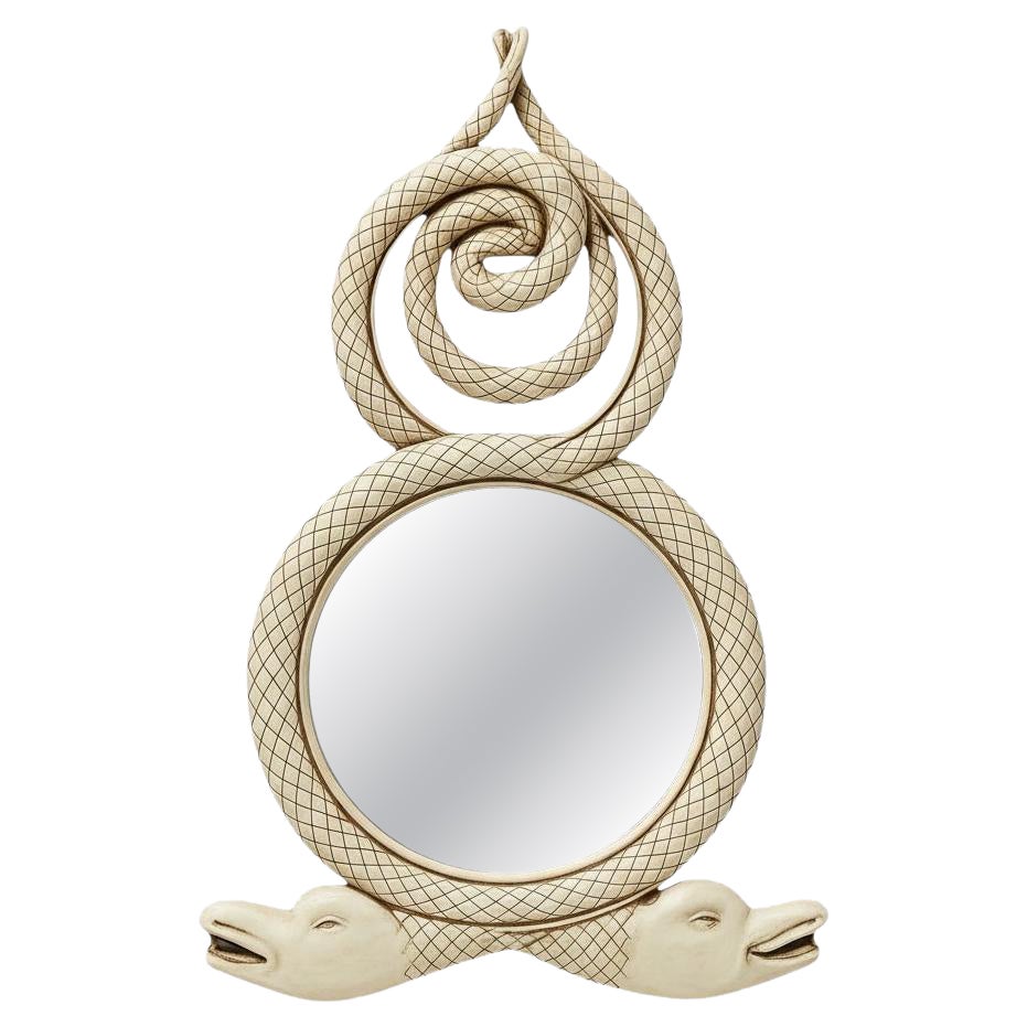 Large Hollywood Regency Style Painted Carved Wood Dolphin Grotto Wall Mirror For Sale