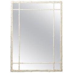 Large Hollywood Regency Style Painted Faux Bamboo Mirror Large Hollywood Regency Style Painted Faux Bamboo Mirror