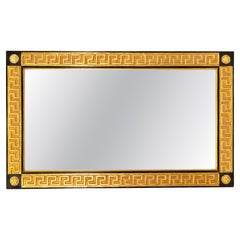 Large Hollywood Regency Style Rectangular Gilt Wall Mirror With Greek Key Border