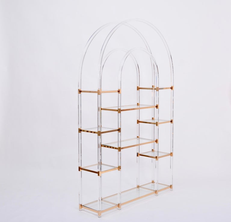 French Large Hollywood Regency Style Shelving Unit by Maison Jansen For Sale