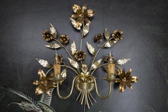 Large Hollywood Regency Style Silver Color Metal Floral Two-Light Sconce