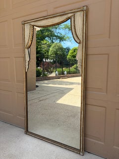 Large Hollywood Regency Trompe L'oeil Draped Giltwood Mirror