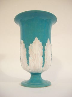 Large Hollywood Regency Turquoise Glazed Terracotta Vase - Italy - Circa 1960's