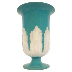 Grand vase Hollywood Regency en terre cuite émaillée turquoise - Italie - vers les années 1960