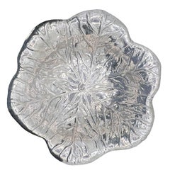 Large Hollywood Regency Vintage Silver Pewter Cabbage Leaf Serving Bowl by Golan