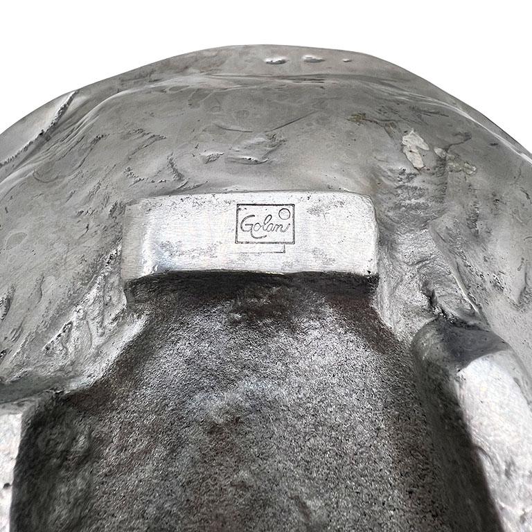 Gran cuenco de peltre plateado con forma de hoja de col de la época de la Regencia de Hollywood de Golan Estadounidense en venta