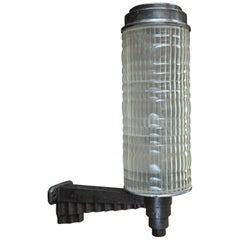 Large Holophane Cast Iron and Glass Hotel Wall Light Sconce, circa 1925