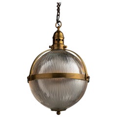 Vintage Large Holophane Globe Pendant, England, circa 1950