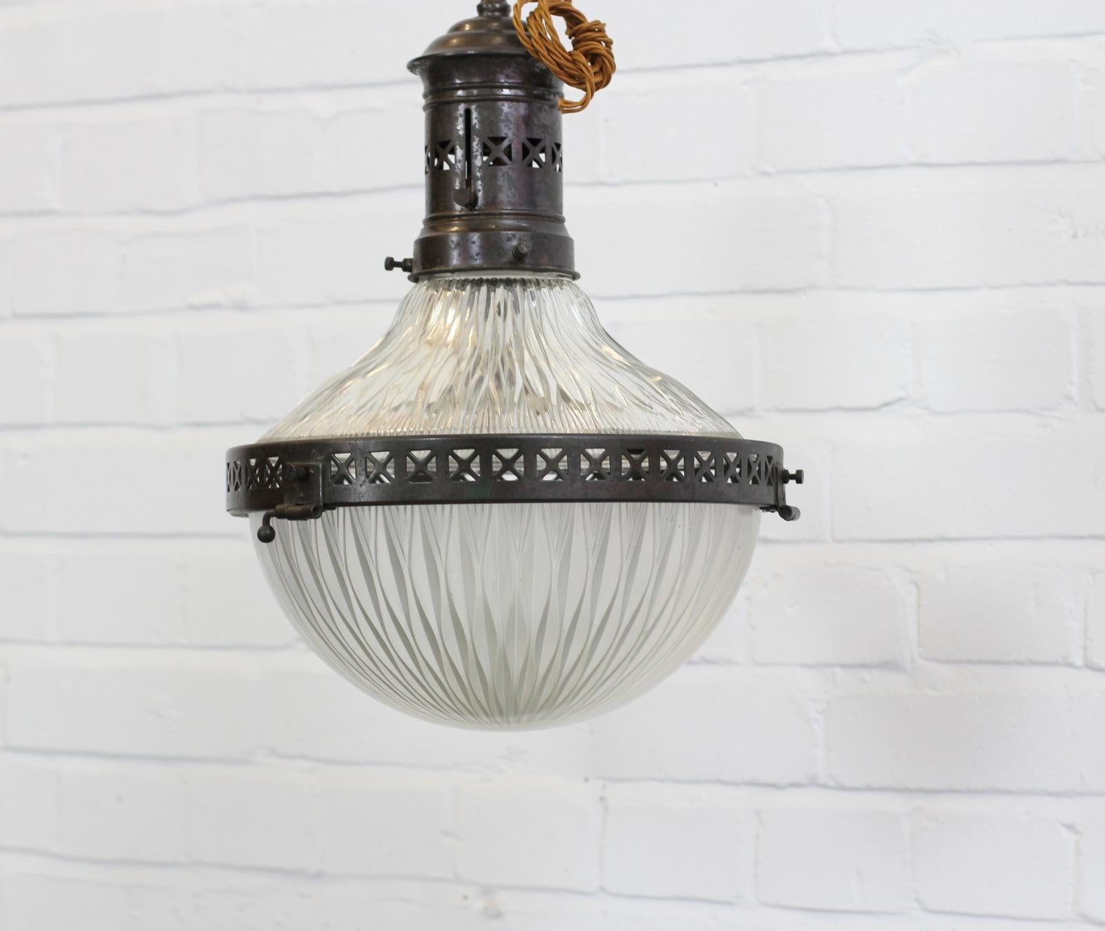 Edwardian Large Holophane Pendant Light, circa 1910