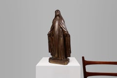 Large Holy Maria Statue in bronze painted plaster, Belgium 1930s