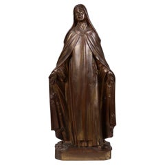 Gran estatua de Santa María en yeso pintado en bronce, Bélgica Años 30