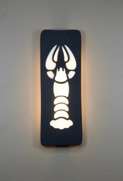 Large "Homard" wall lamp in rock crystal and polished slate