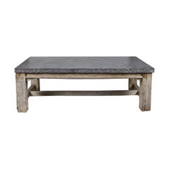 Large Honed Stone & Teak Dining Table