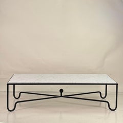 Large Honed White Marble 'Entretoise' Coffee Table by Design Frères