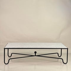 Large Honed White Marble 'Entretoise' Coffee Table by Design Frères