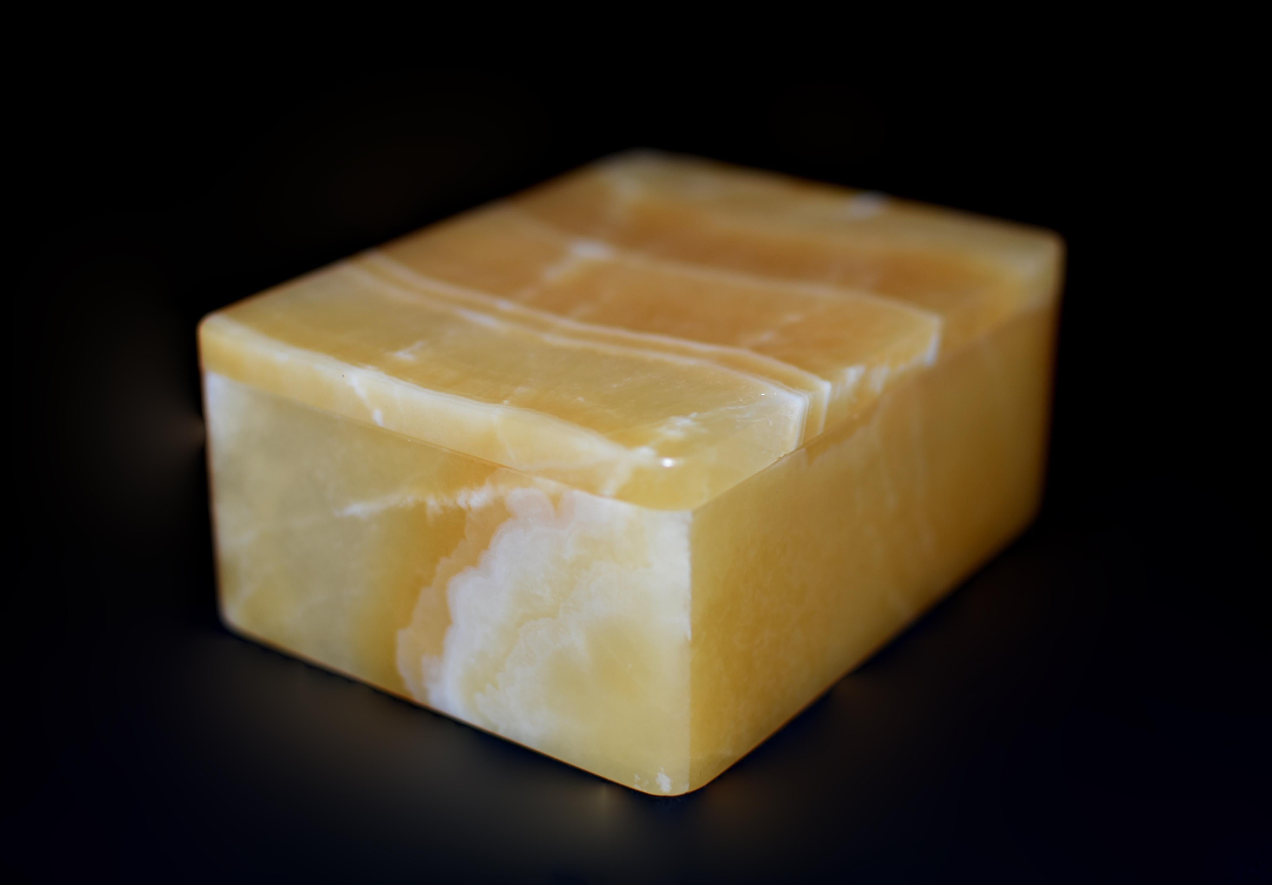 Contemporary Honey Calcite Onyx Box 4