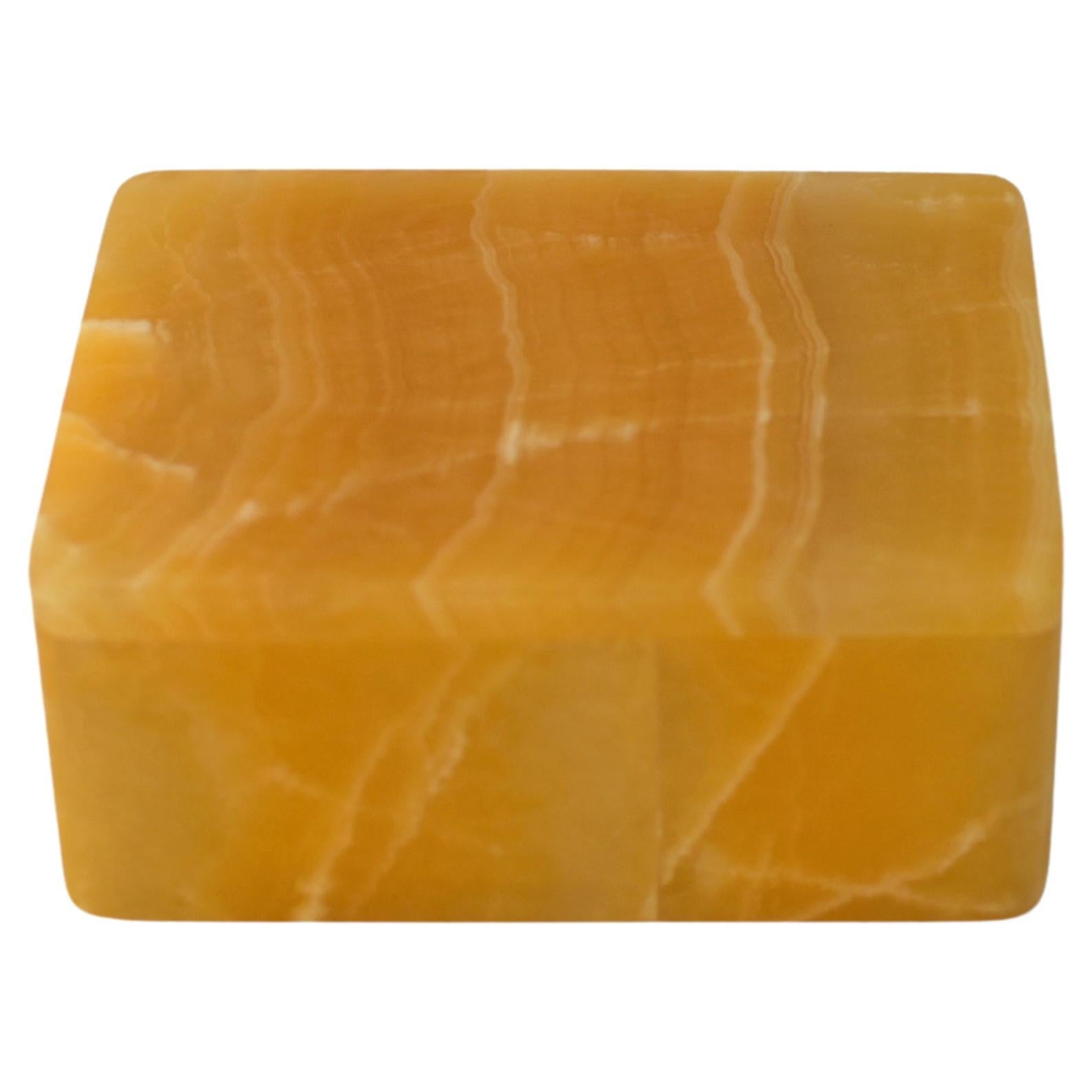 Honey Calcite Onyx Box 4" (Boîte en Onyx) Rectangulaire  en vente