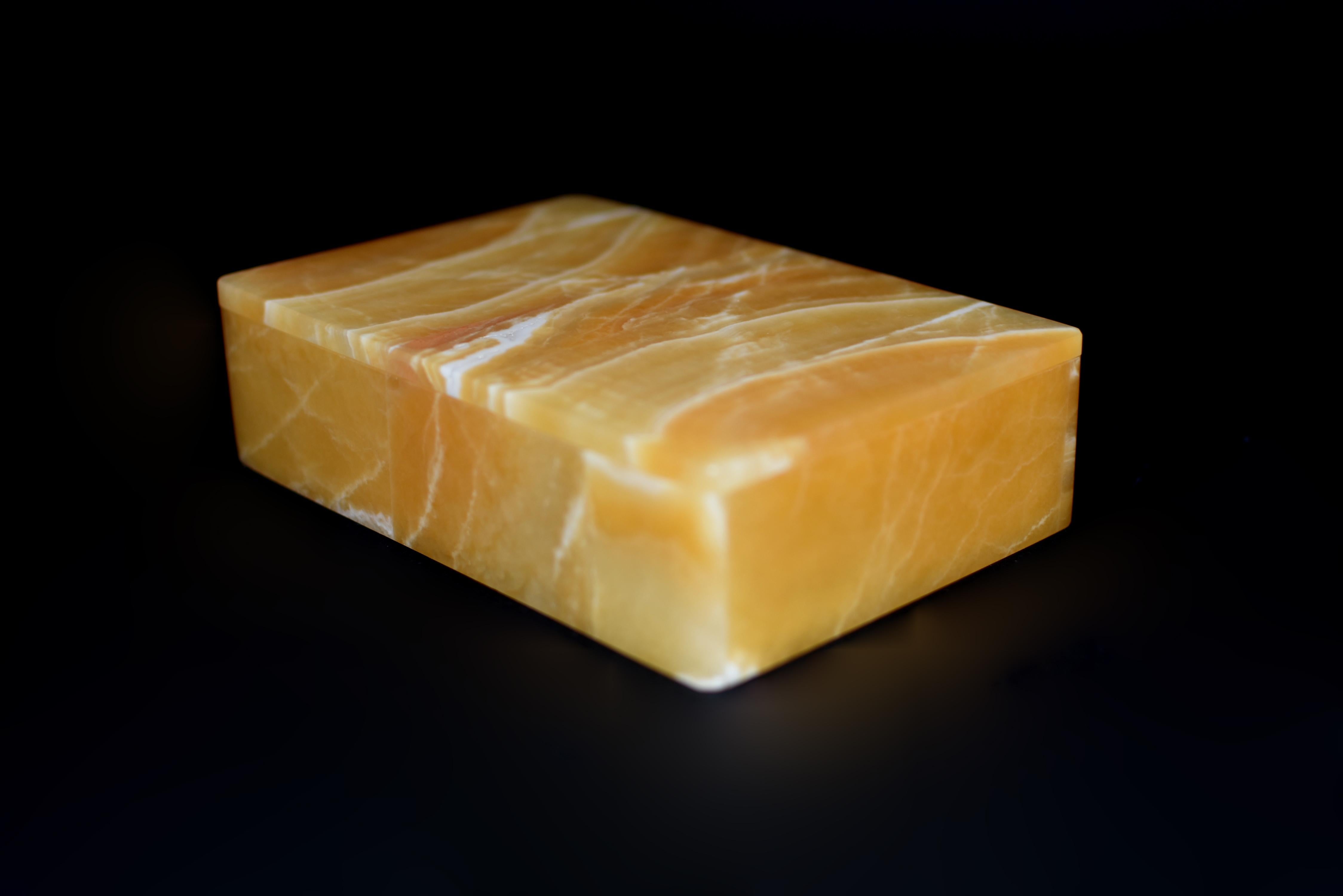 Italian Large Honey Calcite Onyx Box 6