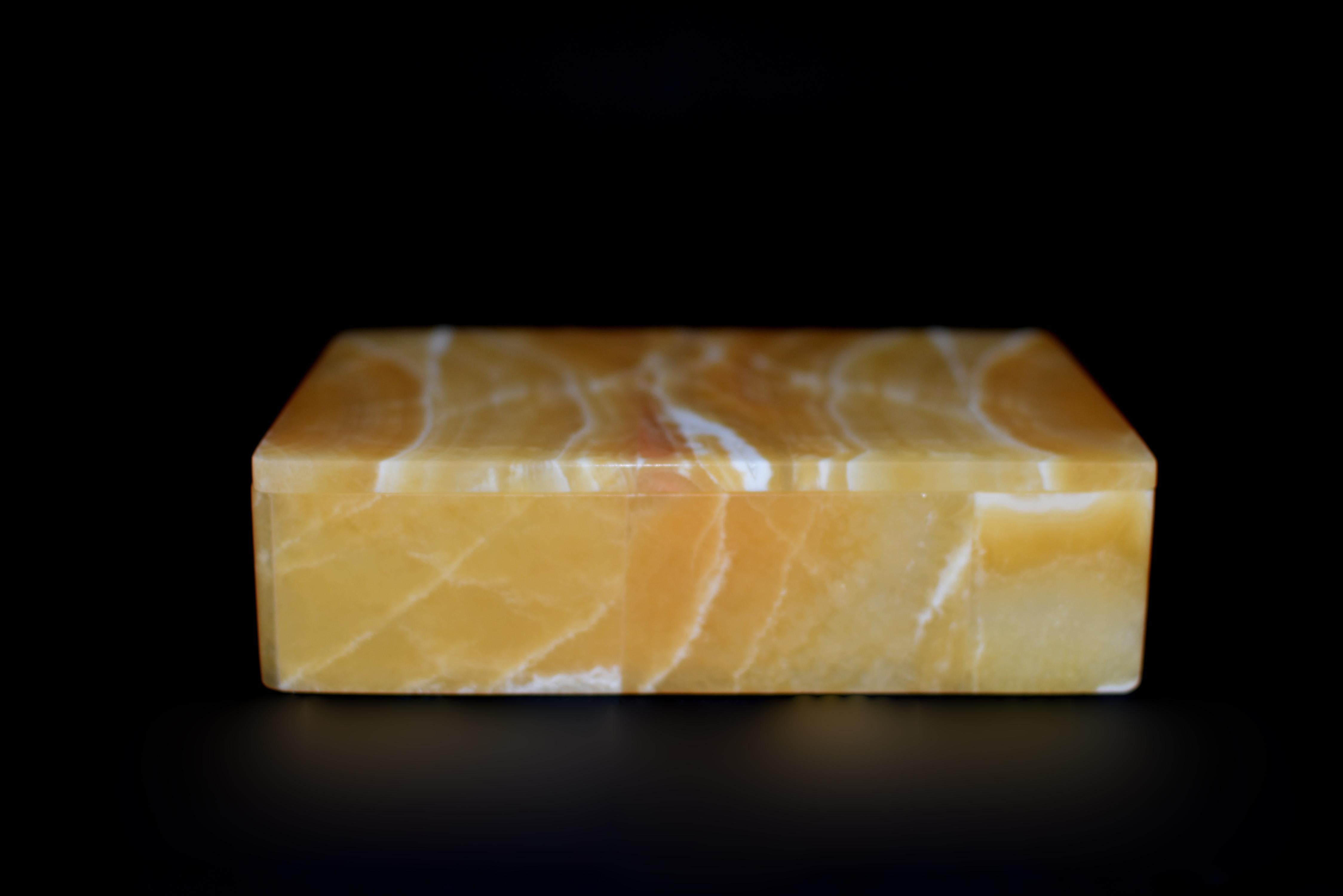 Große rechteckige Honey Calcite Onyx-Schachtel 6