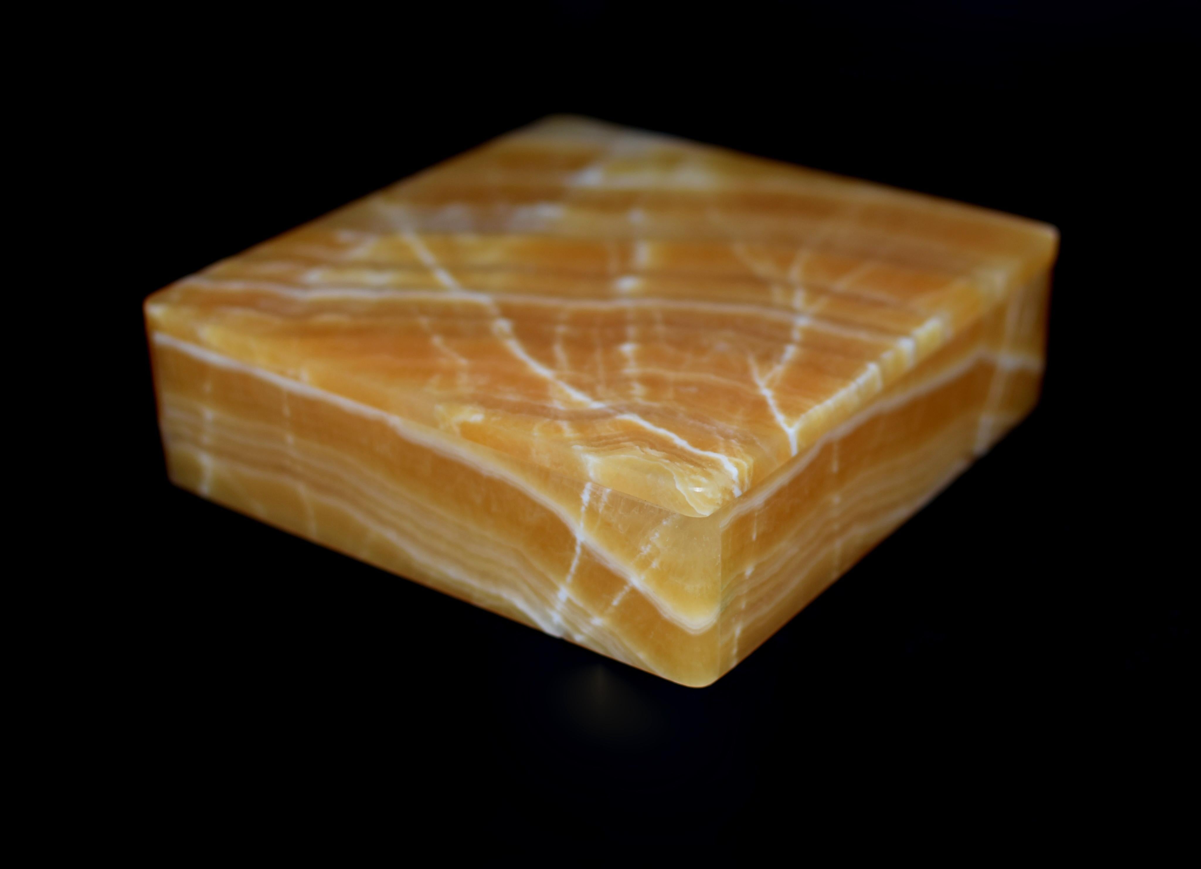 Italian Large Honey Calcite Onyx Box 6