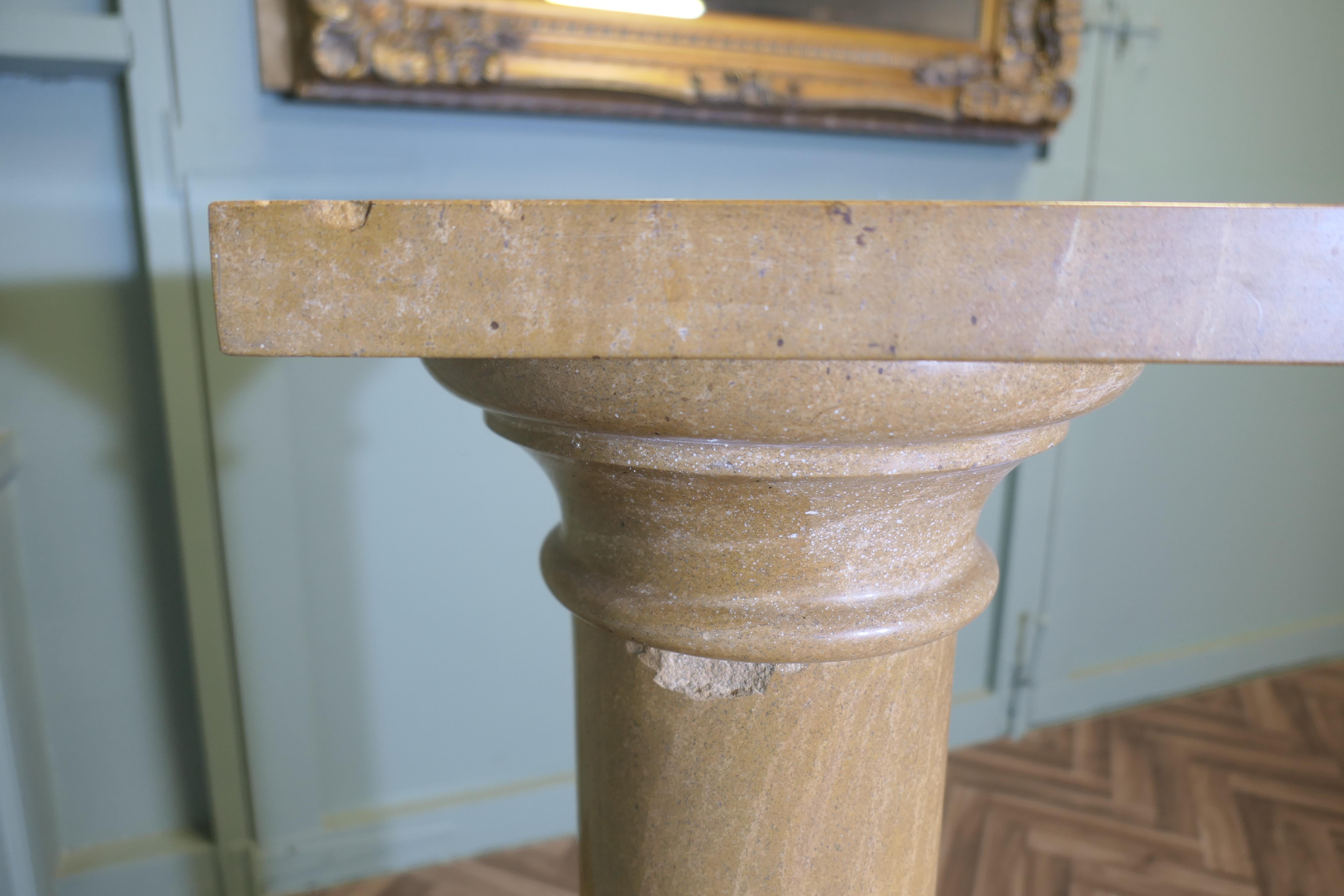 Large Honey Coloured Marble Column  This is a very heavy piece For Sale 1